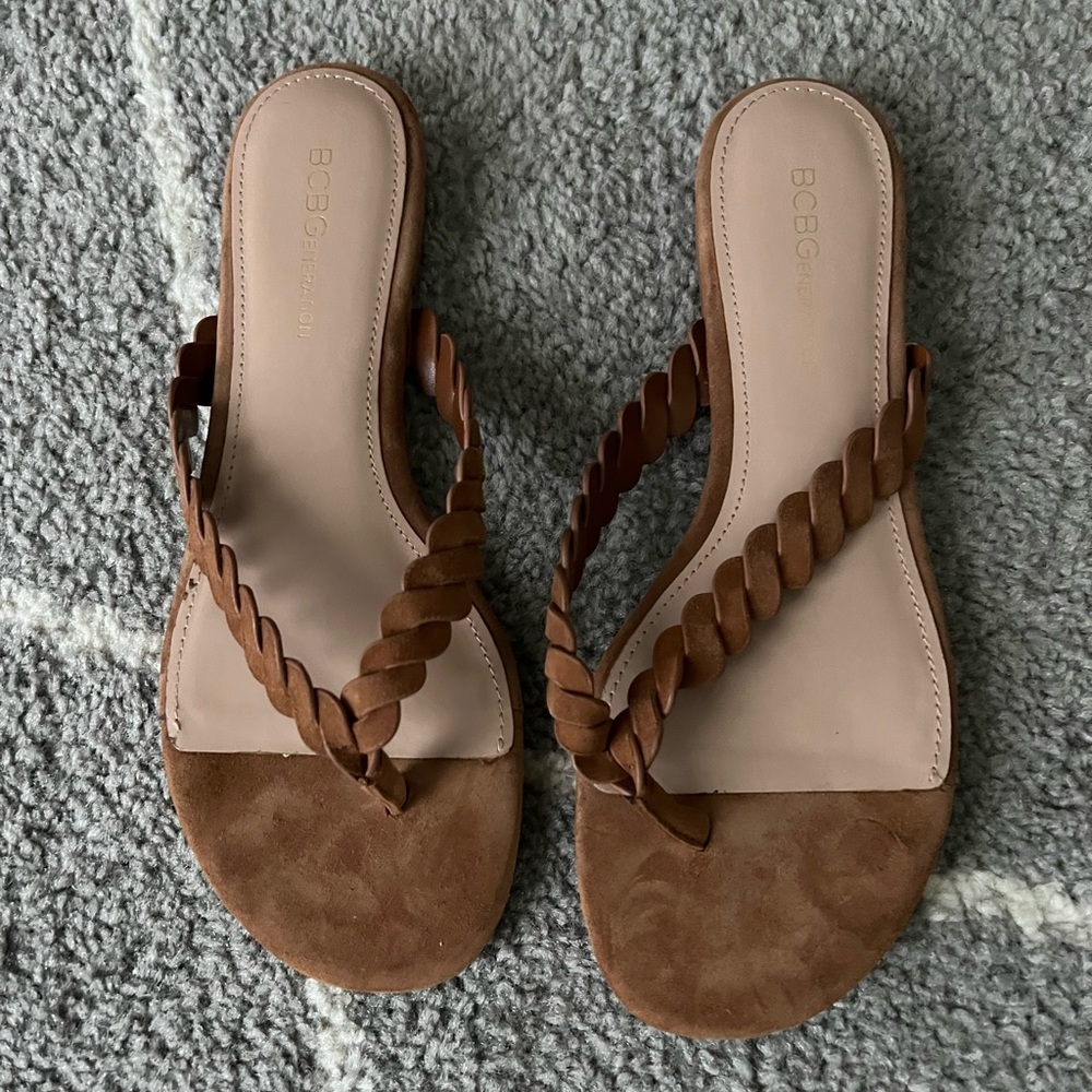 Cute suede dressy flip flops